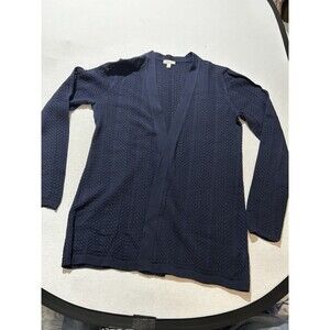 Talbots Petites Cardigan Size P(S) in Navy Blue Open Knit, Academia, Classic